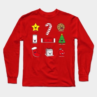 Kawaii Christmas Sticker pack Long Sleeve T-Shirt